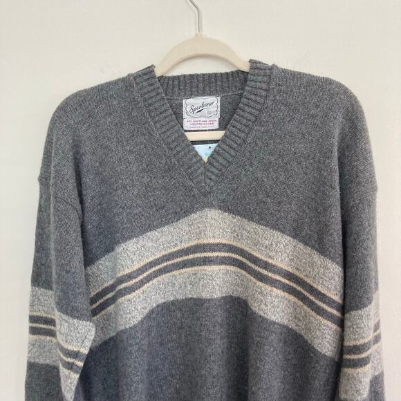 Vintage Sportwear Heather Gray V Neck Sweater - Picture 3 of 4